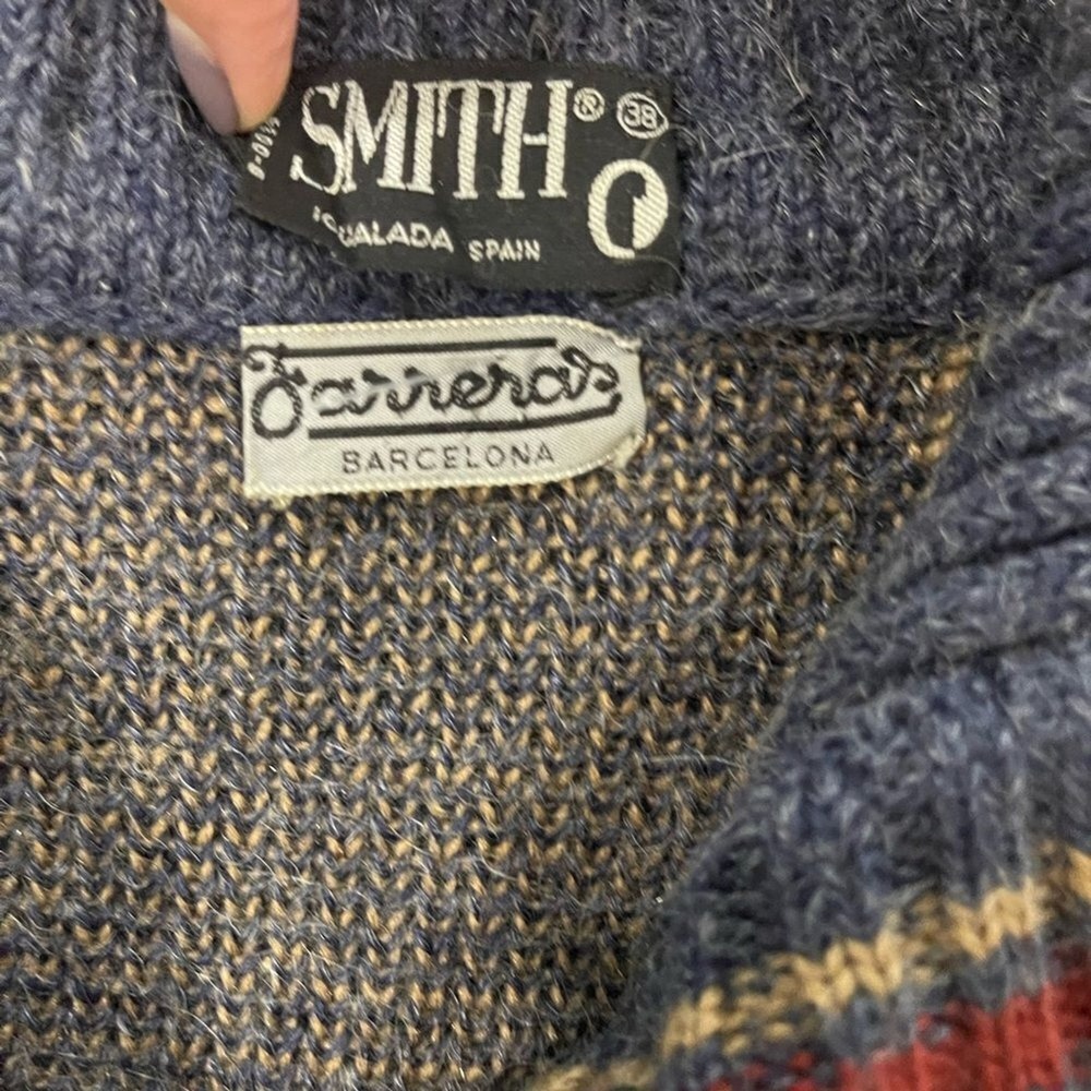 Smith vintage tartan style front buttons cardigan made in Spain sz 38 M - Picture 5 of 9